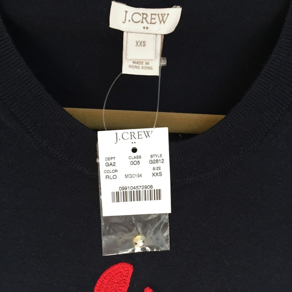 NEW! J. Crew Navy 100% Cotton Classic Lobster Teddie Sweater | XXS - Picture 6 of 8